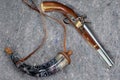 Old musket & powder horn