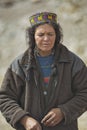 Old Muslim Ismaili woman from Upper Shimshal village 5600m sad after the departure of relatives to the lower Shimshal 3100m