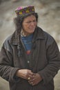 Old Muslim Ismaili woman from Upper Shimshal village 5600m sad after the departure of relatives to the lower Shimshal 3100m