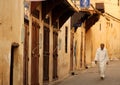 Old muslim man walking in the medina Royalty Free Stock Photo
