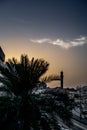 The old Mutrah Corniche road near Muscat in Oman at sunset Royalty Free Stock Photo