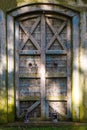 An old mysterious door in the garden. Overgrown Secret Garden Door. Royalty Free Stock Photo