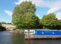 Houseboats moored in the marina at brighouse basin in west yorkshire Royalty Free Stock Photo