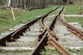 The old narrow-gauge railway close up. Latvia Royalty Free Stock Photo