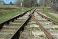 The old narrow-gauge railway close up. Latvia Royalty Free Stock Photo