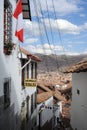 .Old narrow street in the center of Cusco Peru