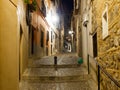 Old narrow street of european city in night Royalty Free Stock Photo