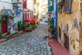 Old narrow street of Istanbul, Balat district, Turkey Royalty Free Stock Photo