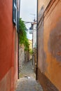 Old narrow street in Portovenere or Porto Venere town on Ligurian coast. Italy Royalty Free Stock Photo