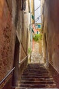 Old narrow street in Portovenere or Porto Venere town on Ligurian coast. Italy Royalty Free Stock Photo