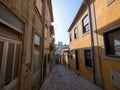 Old narrow street in Portuguese town Oporto Royalty Free Stock Photo