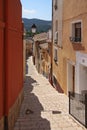 Old Narrow Street and Stairs Sidewalk in Biar Alicante Spain .