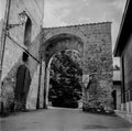 The old narrow streets in the medieval town of Massa Marittima in Tuscany shot with analogue film technique - 4 Royalty Free Stock Photo