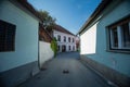 Old and narrow streets in the old part of Lasko, small city in lower slovenian styria famous for its thermal baths and beer