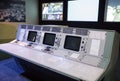 Old NASA control center at exhibition Cosmos Royalty Free Stock Photo