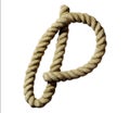 Old Natural Fiber Rope Bent In The Form Of Letter P