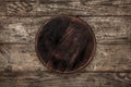 Old natural wooden background or texture with wooden cutting board. Royalty Free Stock Photo