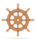 Old nautical steering wheel made of wooden stock vector illustration