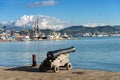 Old Naval Cannon - Port of La Spezia Italy Royalty Free Stock Photo