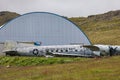 Old navy airplane lying in patrekfjordur westfjords Royalty Free Stock Photo