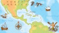 Old navy map. Carribean sea