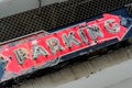 Old neon parking sign Royalty Free Stock Photo