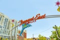 Old neon sign Fremont east with cocktail glass as signage for the district