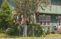 Old netting floats decorating a tree near Long beach Washington Royalty Free Stock Photo