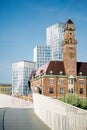 Old and new building contrast in Malmo, Sweden. Royalty Free Stock Photo