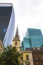 Old and new buildings City of London UK Royalty Free Stock Photo