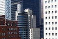 Old and new high-rise buildings in Midtown, architectural details, outdoor roof terraces, New York, NY Royalty Free Stock Photo