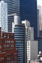 Old and new high-rise buildings in Midtown, architectural details, outdoor roof terraces, New York, NY Royalty Free Stock Photo