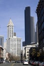 Old and new landmarks of downtown Seattle