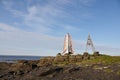 Old and new lighthouse on the Arctic ocean Royalty Free Stock Photo