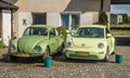 Old and new model of VW Beetle parked Royalty Free Stock Photo