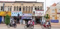 Old and new, panorama capital city of Battambang, beautiful french colonial building, brand new fashion clothes store and National