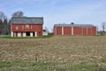 Old and new red barns Royalty Free Stock Photo