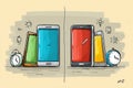 Old and New Smartphones Side by Side Illustrating the Evolution of Technology Over Time Royalty Free Stock Photo