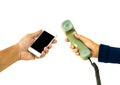 Old and new telephone Royalty Free Stock Photo