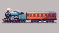 The old and the new trains, the antique steam railroad transport and the contemporary subway locomotive, city commuter Royalty Free Stock Photo