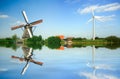 Old and new wind energy Royalty Free Stock Photo