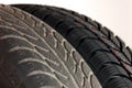 Old and new winter car tires Royalty Free Stock Photo