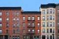 Old New York apartment buildings with ornate roof line cornice