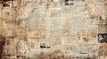 Old newspaper background. Aged brown paper grunge vintage texture. Overlay template