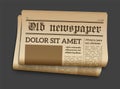 Old newspaper mockup. Retro newsprint page. Vector realistic old news template