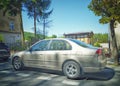 Old silver grey sedan car Honda Civic 1.6 parked