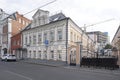 Old nonresidential building in Bolshoy Strochenovsky pereulok close to Yesenin museum in Moscow, Russia. Summer sunset view. Royalty Free Stock Photo