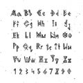 Old Norse Scandinavian font. Runic alphabet, futhark style letters. Ancient occult symbols, vikings letters on white