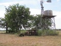 An old north Texas farm complete with windmill and old 1930`s car. Royalty Free Stock Photo