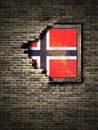 Old Norway flag in brick wall